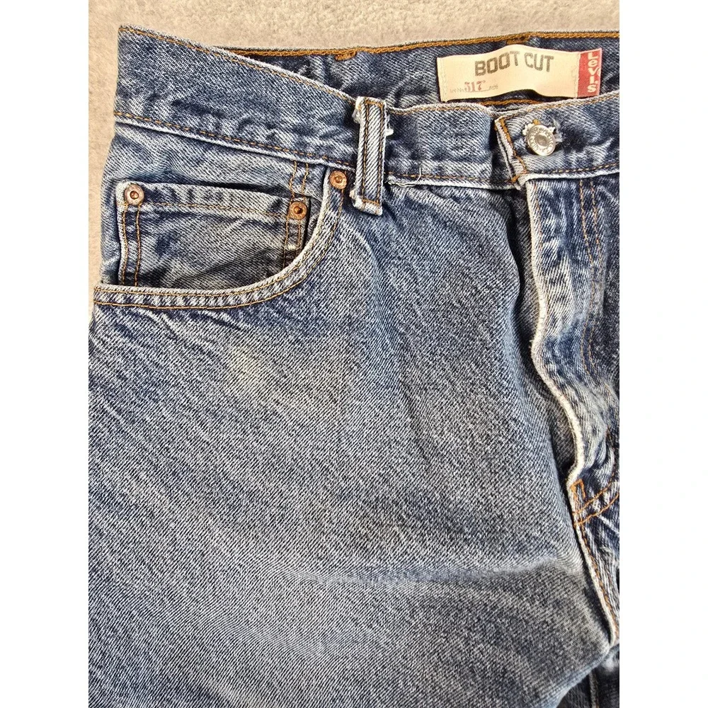 Levis 517 Bootcut Jeans Mens 31x30 Blue Distressed Vintage 90s Denim Pants